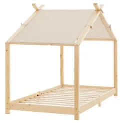 [En.Casa] Lit enfant Brome bois de pin 90 x 200 cm naturel beige en.casa