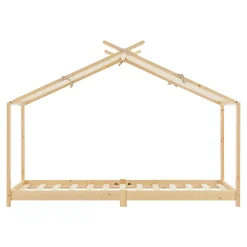 [En.Casa] Lit enfant Brome bois de pin 90 x 200 cm naturel beige en.casa