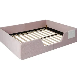ModernLuxe Lit enfant capitonné 140x190 cm - avec barrières de sécurité amovibles - avec sac de rangement - rose (matelas non inclus) Outlet