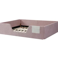 ModernLuxe Lit enfant capitonné 140x190 cm - avec barrières de sécurité amovibles - avec sac de rangement - rose (matelas non inclus) Outlet