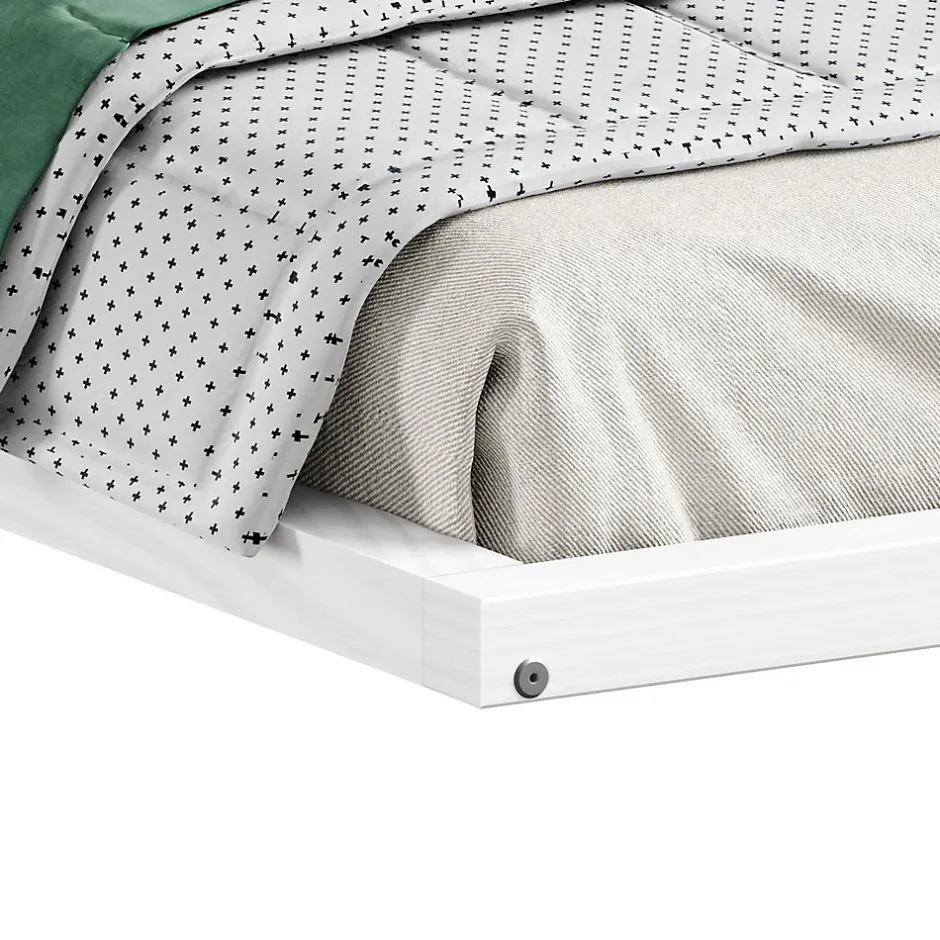 Enfant Idimex Lit enfant ELOA type Montessori, couchage 90x200 cm, en pin massif lasuré blanc