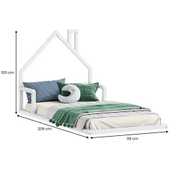 Enfant Idimex Lit enfant ELOA type Montessori, couchage 90x200 cm, en pin massif lasuré blanc
