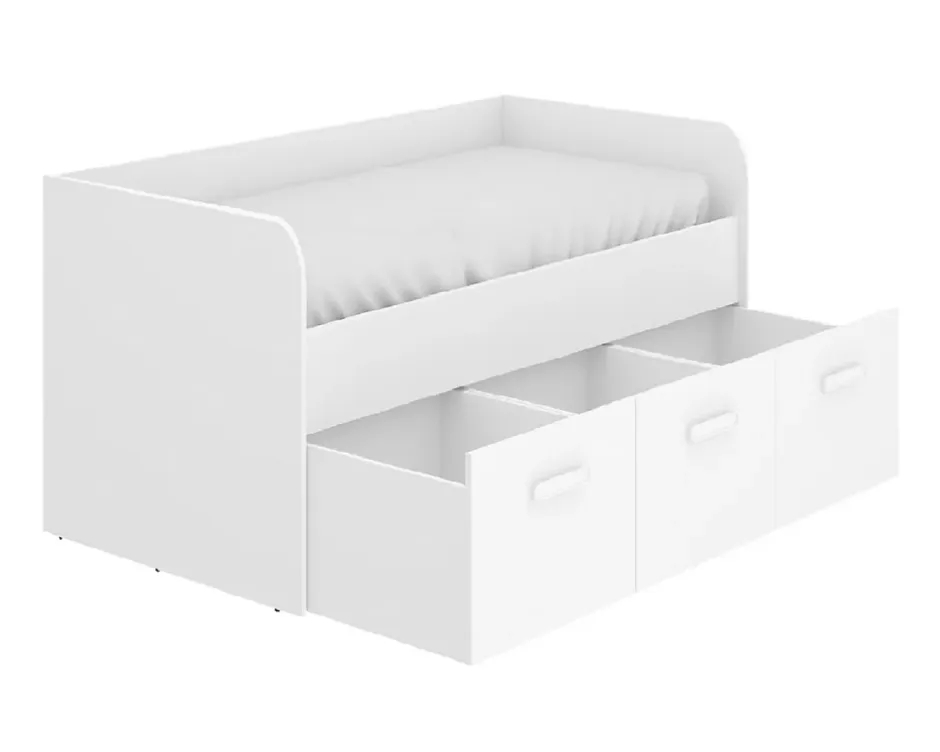 Pegane Lit enfant gigogne 90 x 190 cm en mélamine coloris blanc avec 3 tiroirs - Longueur 194.3 x Profondeur 97 x Hauteur 60 cm Outlet