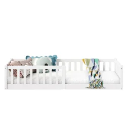 Enfant Idimex Lit enfant GUSTAVO avec sommier type Montessori 90x190 cm en bois massif - Blanc