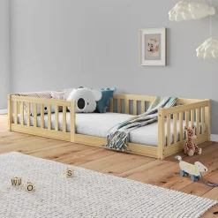 Idimex Lit enfant GUSTAVO type Montessori, couchage 90x200 cm, en pin massif naturel New