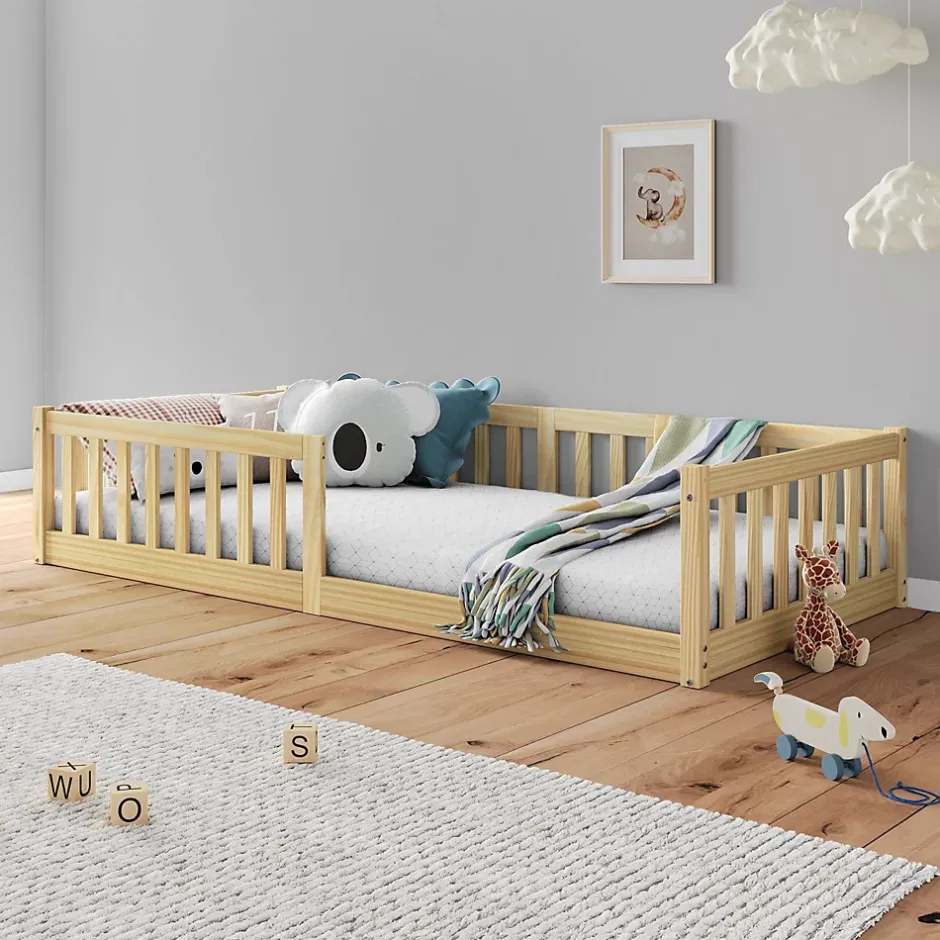 Idimex Lit enfant GUSTAVO type Montessori, couchage 90x200 cm, en pin massif naturel New