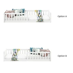 Enfant Idimex Lit enfant GUSTAVO type Montessori, couchage 90x200 cm, en pin massif lasuré blanc