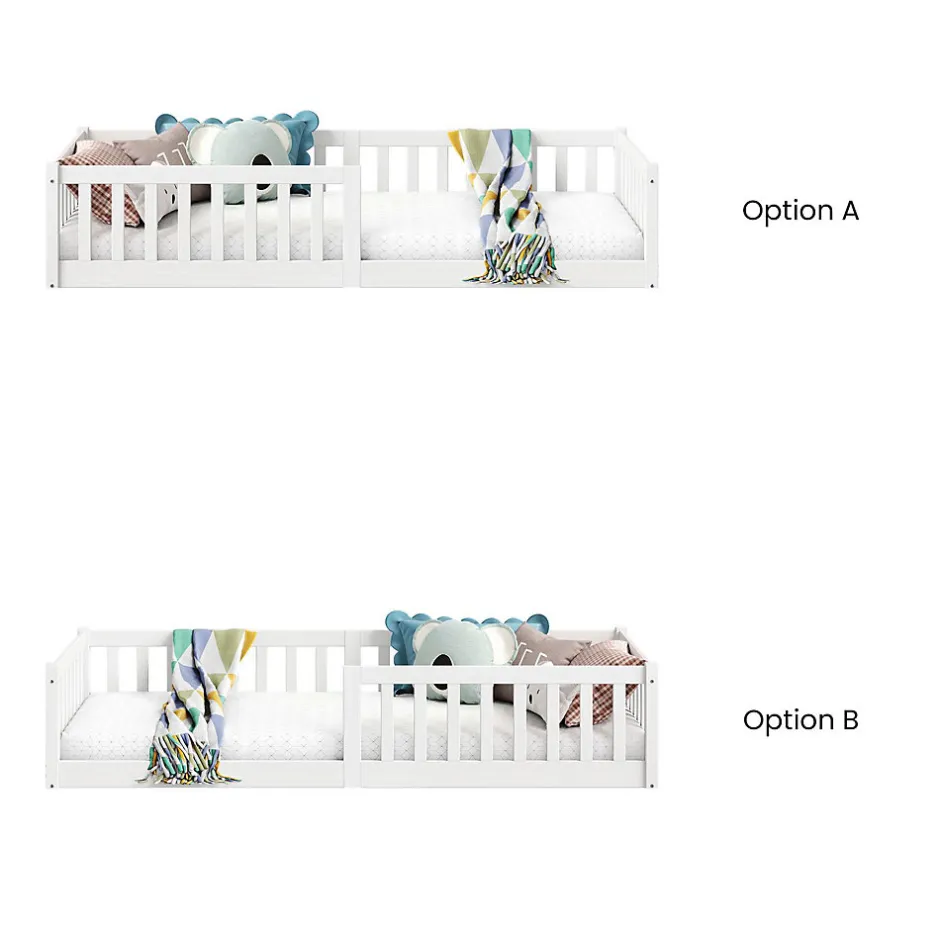 Enfant Idimex Lit enfant GUSTAVO type Montessori, couchage 90x200 cm, en pin massif lasuré blanc