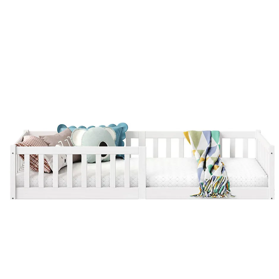 Enfant Idimex Lit enfant GUSTAVO type Montessori, couchage 90x190 cm, en pin massif lasuré blanc