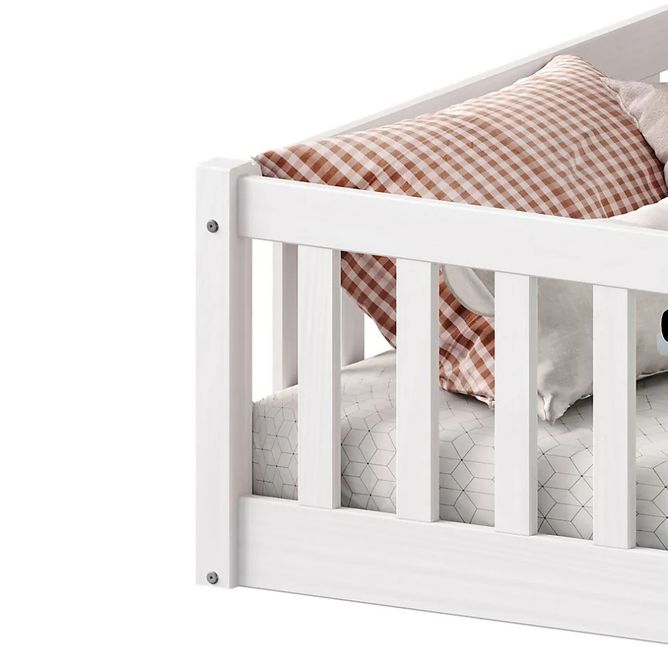 Enfant Idimex Lit enfant GUSTAVO type Montessori, couchage 90x190 cm, en pin massif lasuré blanc