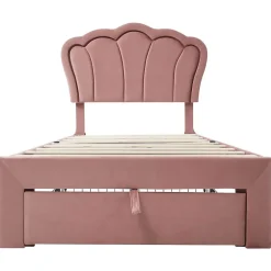 Blackcolors Lit enfant LED 90X200cm Tiroirs Contrôle par application mobile Rose Hot
