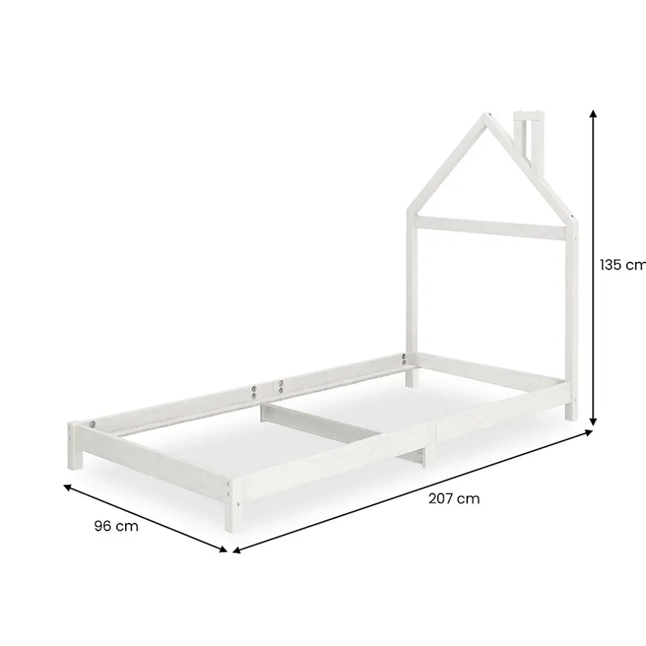 Idimex Lit enfant LIZ 90 x 200 cm en pin massif - Blanc Clearance