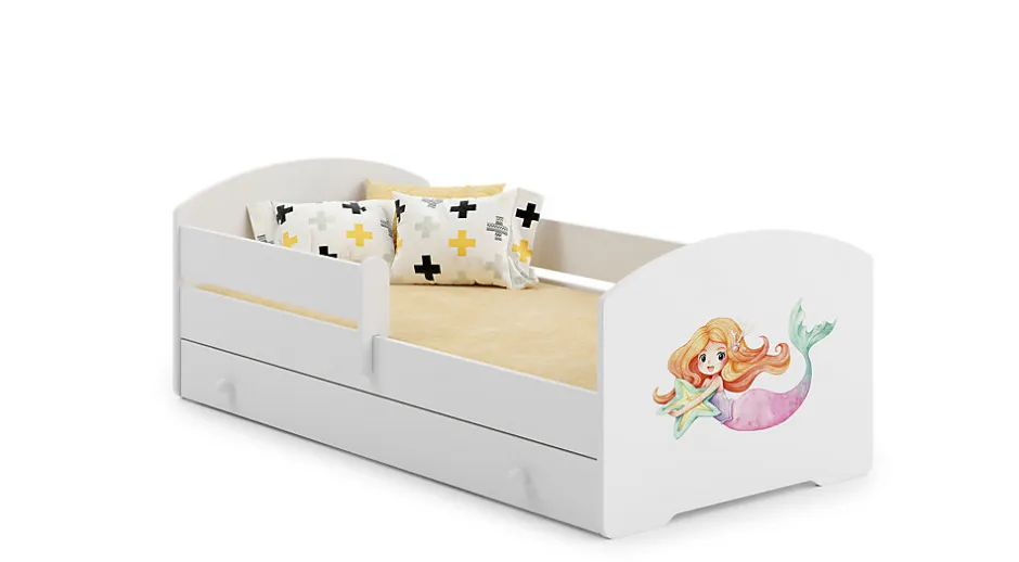 Kobi Lit enfant LUK avec tiroir et barreau 160x80 Little Mermaid