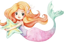 Kobi Lit enfant LUK avec tiroir et barreau 160x80 Little Mermaid