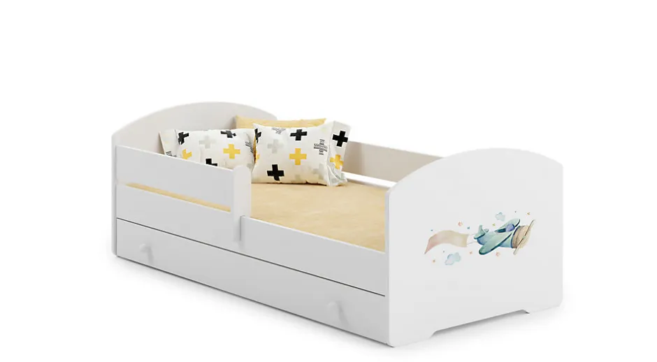Kobi Lit enfant LUK avec tiroir et barreau 140x70 Airplane
