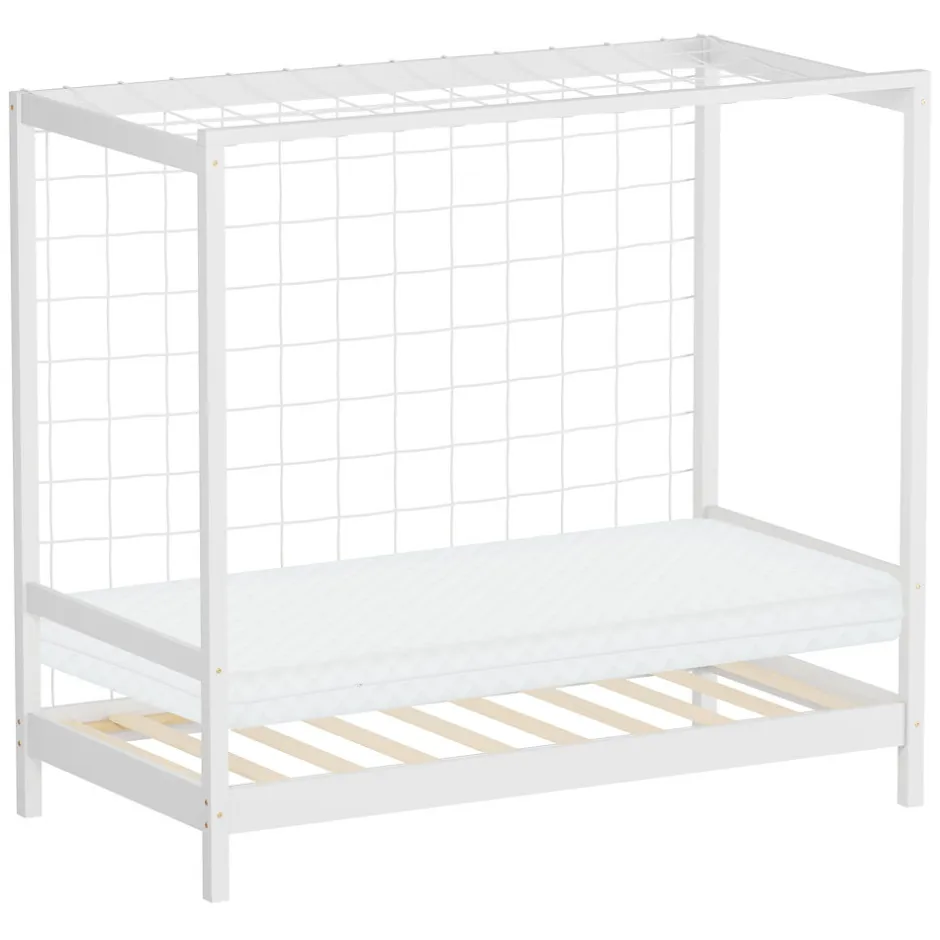Enfant Ml-Design Lit enfant 80x160cm avec matelas H10cm blanc en bois but de foot et sommier à lattes