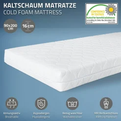 Enfant Ml-Design Lit enfant 90x200cm avec matelas H16cm naturel en bois forme de maison et sommier à lattes