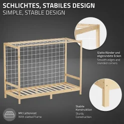 Ml-Design Lit enfant 90x200cm avec matelas H10cm naturel en bois but de foot et sommier à lattes Best