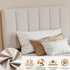 ProximaX Lit enfant rembourré 90x200 cm, lit coffre hydraulique, lit haut coffre en lin doux pour la peau, beige Best