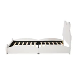 Fortuna lai Lit Enfant Rembourré 90x200 Cm, Avec Tête De Lit En Forme D'ours En Velours Doux Pour La Peau, Blanc Online