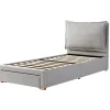 Blackcolors Lit enfant rembourré 90x200 cm, lattes, tête chenille, rangement - gris Sale