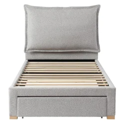 Blackcolors Lit enfant rembourré 90x200 cm, lattes, tête chenille, rangement - gris Sale