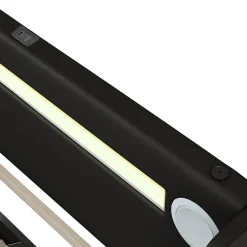 Enfant Fortuna lai Lit Enfant Rembourré 90x200cm Avec Bande Lumineuse LED Et Chargement USB, Sommier à Lattes, Noir