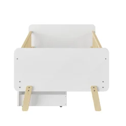 Enfant Okwish Lit enfant Simple 90x190 cm Bois Blanc avec 2 Tiroirs et Sommier À Lattes, Multifonction pour Chambre Fille Ou Garçon, Blanc
