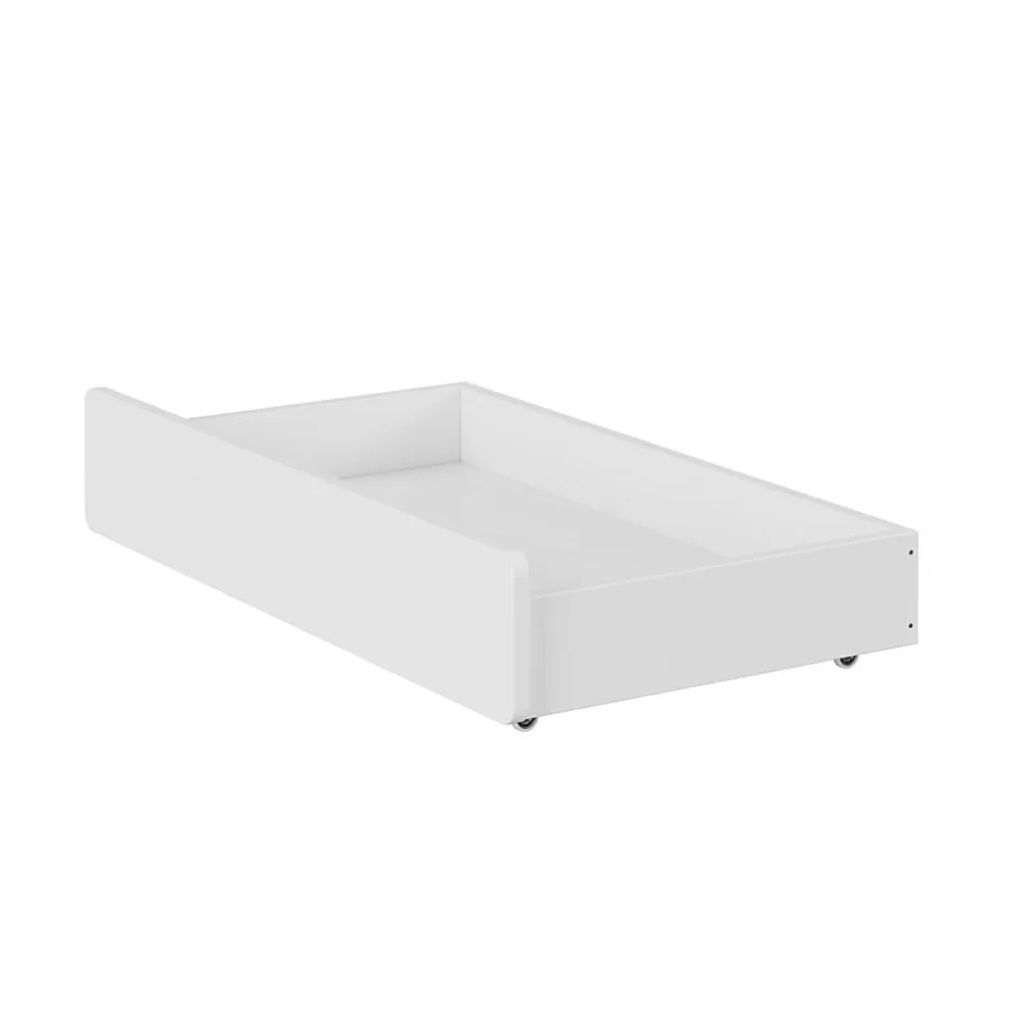 Enfant Okwish Lit enfant Simple 90x190 cm Bois Blanc avec 2 Tiroirs et Sommier À Lattes, Multifonction pour Chambre Fille Ou Garçon, Blanc