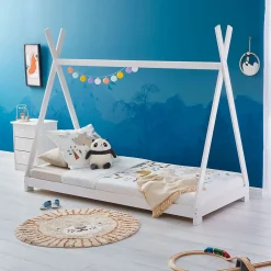 Enfant Idimex Lit enfant tipi ELIN, 90 x 190 cm en pin massif lasuré blanc