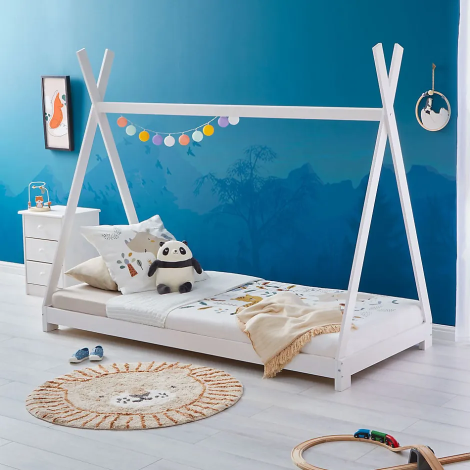 Enfant Idimex Lit enfant tipi ELIN, 90 x 190 cm en pin massif lasuré blanc