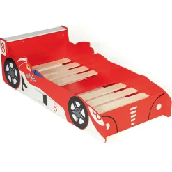 IDMarket Lit enfant voiture formule 1 TEDDI 70 x 140 CM rouge Discount
