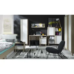 Meublorama Lit enfant 90x200 avec tiroir de rangement MALMO Coloris chene clair et blanc Online