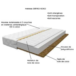 Monmobilierdesign Lit enfant 140X70 Blanc Motif éléphant + matelas mousse sarrasin coco avec tiroir New
