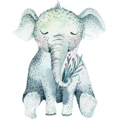 Monmobilierdesign Lit enfant 180X90 Blanc Motif éléphant + matelas mousse avec tiroir Clearance