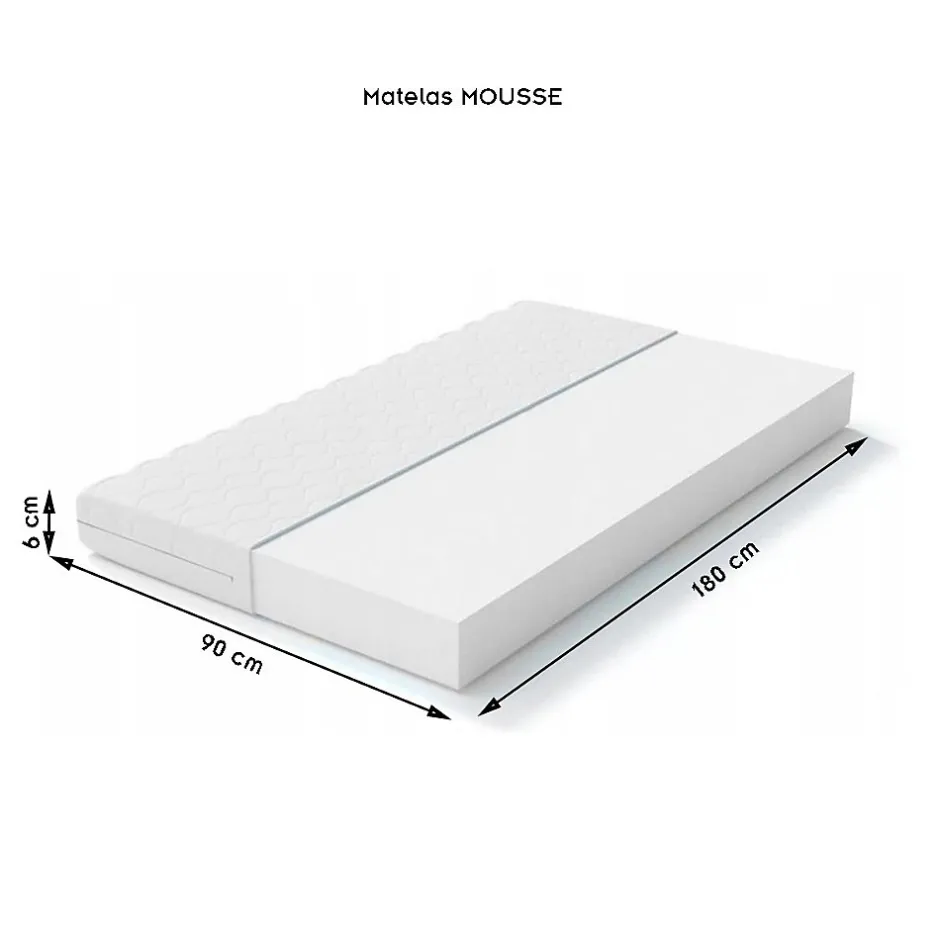 Monmobilierdesign Lit enfant 180X90 Blanc Motif éléphant + matelas mousse avec tiroir Clearance