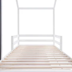 Okwish Lit enfant 90x200 cm - Lit Cabane avec Tableau et 2 Tiroirs, Rangement Pratique, Bois Massif et MDF, Sans Matelas - Blanc Outlet