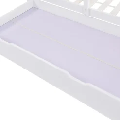 Okwish Lit enfant 90x200 cm - Lit Cabane avec Tableau et 2 Tiroirs, Rangement Pratique, Bois Massif et MDF, Sans Matelas - Blanc Outlet