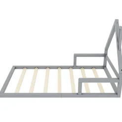 Enfant Okwish Lit enfant 90x200 cm - Lit Simple Cabane avec Structure en Pin Massif et MDF, design Classique et Solide, Sans Matelas, Gris
