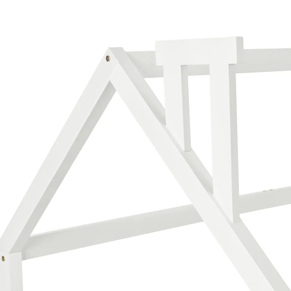 Enfant Okwish Lit Enfant 90x200 cm - Lit Simple Design Cheminée pour Petit Espace - Sans Matelas - Bois de Pin Blanc