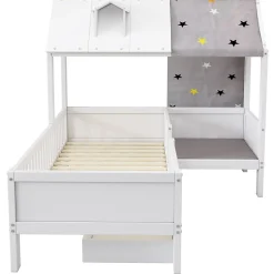 Okwish Lit Enfant 90x200 cm - Lit Simple en Bois avec Tiroir de Rangement - Blanc Hot