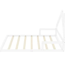 Okwish Lit enfant 90x200 cm - Lit Simple en Pin Massif et MDF, Structure Solide avec 7 Lattes, Sans Matelas, Blanche Outlet