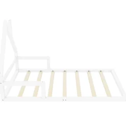 Okwish Lit enfant 90x200 cm - Lit Simple en Pin Massif et MDF, Structure Solide avec 7 Lattes, Sans Matelas, Blanche Outlet