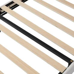 Enfant Okwish Lit enfant 90x200 cm - Lit Tête de Chat avec LED intégrée - PU - Sans matelas - Beige