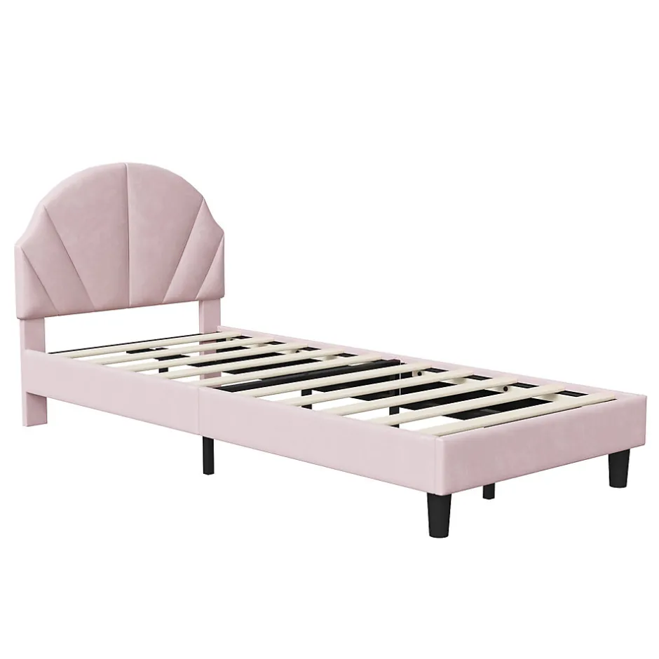 Enfant Fortuna lai Lit Enfant 90x200 Cm Avec Tête De Lit Réglable Et Sommier à Lattes, Lit Simple Rembourré,rose