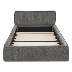 Enfant Blackcolors Lit enfant 90x200 cm, chenille veloutée, bois eucalyptus - gris foncé