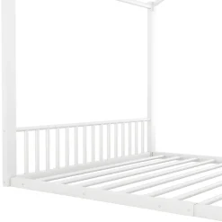 ProximaX Lit enfant 140x200 cm sans matelas, cadre en métal avec tête de lit en forme de maison, confortable, blanc