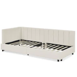 Blackcolors Lit enfant 90x200 cm, velours, dossier haut - beige Clearance