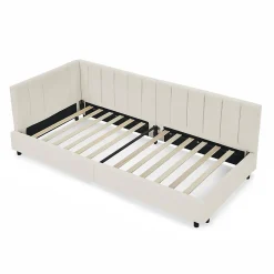 Blackcolors Lit enfant 90x200 cm, velours, dossier haut - beige Clearance