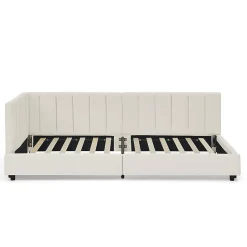 Blackcolors Lit enfant 90x200 cm, velours, dossier haut - beige Clearance
